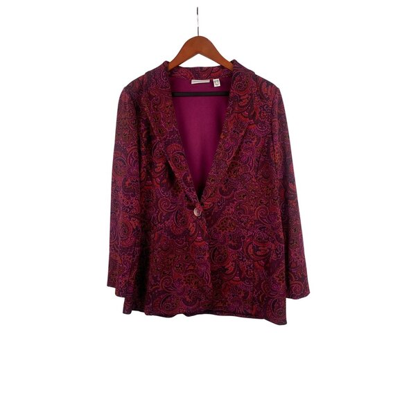 Susan Graver Womens Paisley Blazer Jacket Size MP Purple/Pink - Picture 1 of 6